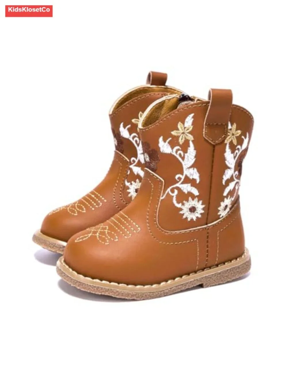 Baby Western Boots Infant Cowboy Boots Toddler Mid Calf Zip Closure Microfiber